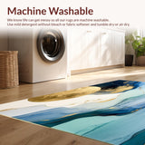 Modern Elegance Area Blending Abstract Marble Swirls and Subtle Botanicals(Blue)