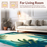 Teal Beige Tropical Coconut Tree Beach Scenery Indoor(Blue)
