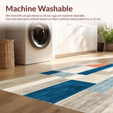 Artisan Tufted with Abstract Beige and Blue Color Blocks(Gray)