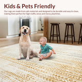 Boho Chic Floor Covering with Faded Abstract Motifs(Beige)