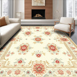 Sophisticated Area Beige and Cream Geometric Floral(Beige)