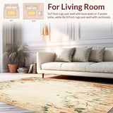 Retro Nostalgic Floral Beige Area Classic Accent(Beige)