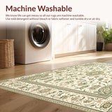 Patio Backyard Oasis Beige Sage Green Floral Medallion Indoor(Ivory)