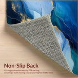 Modern Elegance Area Blending Abstract Marble Swirls and Subtle Botanicals(Blue)