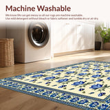 Floral Symphony Beige & Azure Crafted Area(Beige)