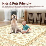 Artisan Crafted Beige Floor Runner with Intricate Medallion Design(Beige)