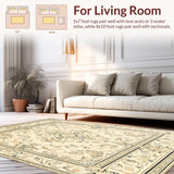 Meadow Harmony Oval Area Showcasing Vintage Medallion Ornamentation(Beige)