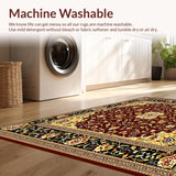 Classic Vintage Floral Area Featuring Burgundy and Mustard Accents(Red)