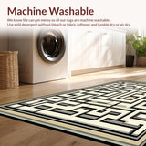 Art Deco Inspired Area Showcasing Elegant Maze and Lattice Graphics(Beige)