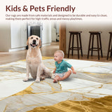 Mirage Beige Gold Abstract Geometric Marble Motif Area(White)