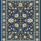 Intricate Floral Elegance Area with Blue and Beige(Blue)