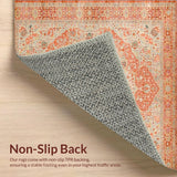Textured Boho Area Featuring Muted Floral Designs in Terracotta Tones(Orange)
