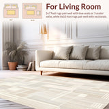 Modern Geometric Non Slip Neutral Patterned Stain Proof(Beige)