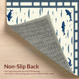 Marine Life Inspired Area Rug with Nautical Ropes and Sailboat Silhouettes(Beige)