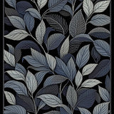 Trendy Black and White Floral(Blue)