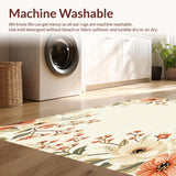Area Cream Beige with Romantic Floral Design(Beige)