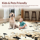 Stylish Area Monochrome Beige & Black Floral Burst(Beige)