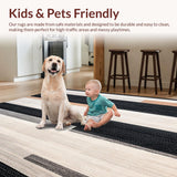 Boho Chic Black and Beige Area Abstract Stripe(Beige)