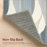 Modern Coastal Stripe Area with Wave Inspired Bluish Gray and Beige Lines(Gray)