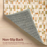 Abstract Checkered Area Beige Tan Modern(Beige)