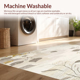 Modern Beige Area Runner Featuring Abstract Floral Motifs and Non Slip(Beige)