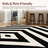Modern Chevron Welcome Rug with Bold Symmetrical Patterns for Indoor Use(White)