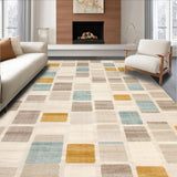 Modern Geometric Patchwork with Colorful Squares Beige Accents(Beige)
