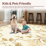 Non Slip Floral Runner with Subtle Beige and Cream Toned Leaf Motifs(Beige)