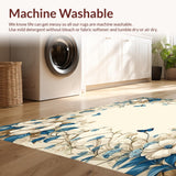 Oval Azure Bloom Floral Beige and Blue(Beige)