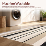 Modern Abstract Striped Area with Bold Beige and Black Blocks(Beige)