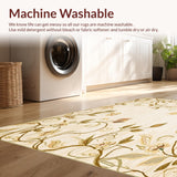 Neutral Floral Jute with Khaki Inspired Botanical Swirls and Curves(Beige)