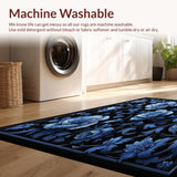 Elegant Black Floral Area Intricate Petals(Blue)