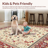Abstract Medallion Area Non Skid Pet Friendly Easy Care(Beige)