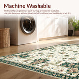 Beige and Green Floral Runner for Hallway(Beige)