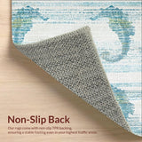 Marine Inspired Light Blue with Stylized Seahorse and Fluid Coastal(Blue)