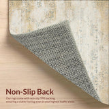 Low Profile Area with Vintage Distressed Lattice and Floral Overlay(Beige)