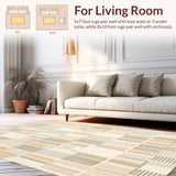 Area with Striking Beige and Cream Design(Beige)