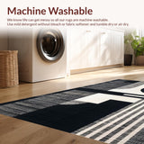 Modern Stripe Symphony Black and White Geometric Patterned(Black)