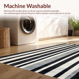 Monochrome Striped Floor Covering With Contemporary Geometric Lines(Gray)