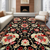 Vivid Flower Motif with Gold Accents(Black)