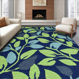 Artistic Navy Green Floral Fusion(Blue)