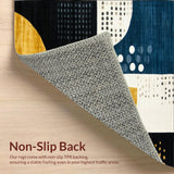 Modern Abstract Spotted Area with Navy and Mustard Accents(Gold)