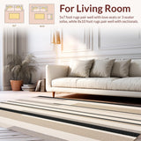 Modern Abstract Striped Area with Bold Beige and Black Blocks(Beige)