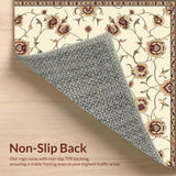 Timeless Beige Brown Area with Classic Floral Motif(Beige)