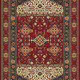 Intricate Abstract Floral Area with Geometric Patchwork Design(Red)