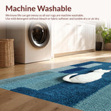 Microfiber Bath Mat with Playful Cat Design(Blue)