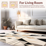 Abstract Geometric Area Black & Beige Minimalist Patterned(Beige)