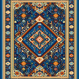Vintage Blue Gold Medallion Design(Blue)