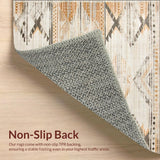 Boho Accent Non Slip Backing Distressed Geometric(Beige)