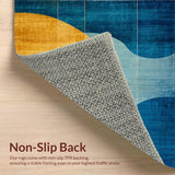 Abstract Horizon with Blue Gold Ombre Modern Geometric Linework(Blue)